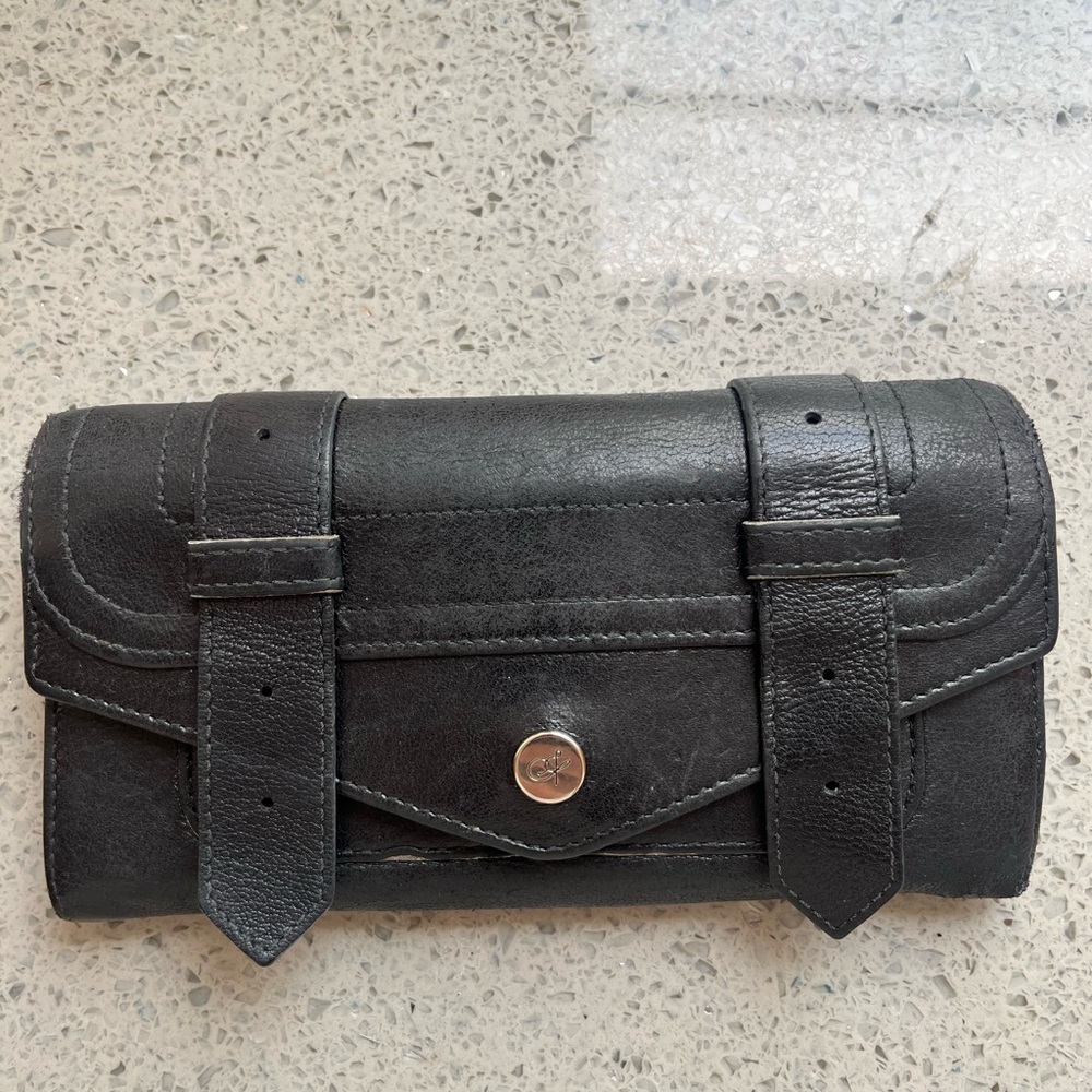 Proenza Schouler PS1 Wallet - Black Leather Clutch with Button Detail